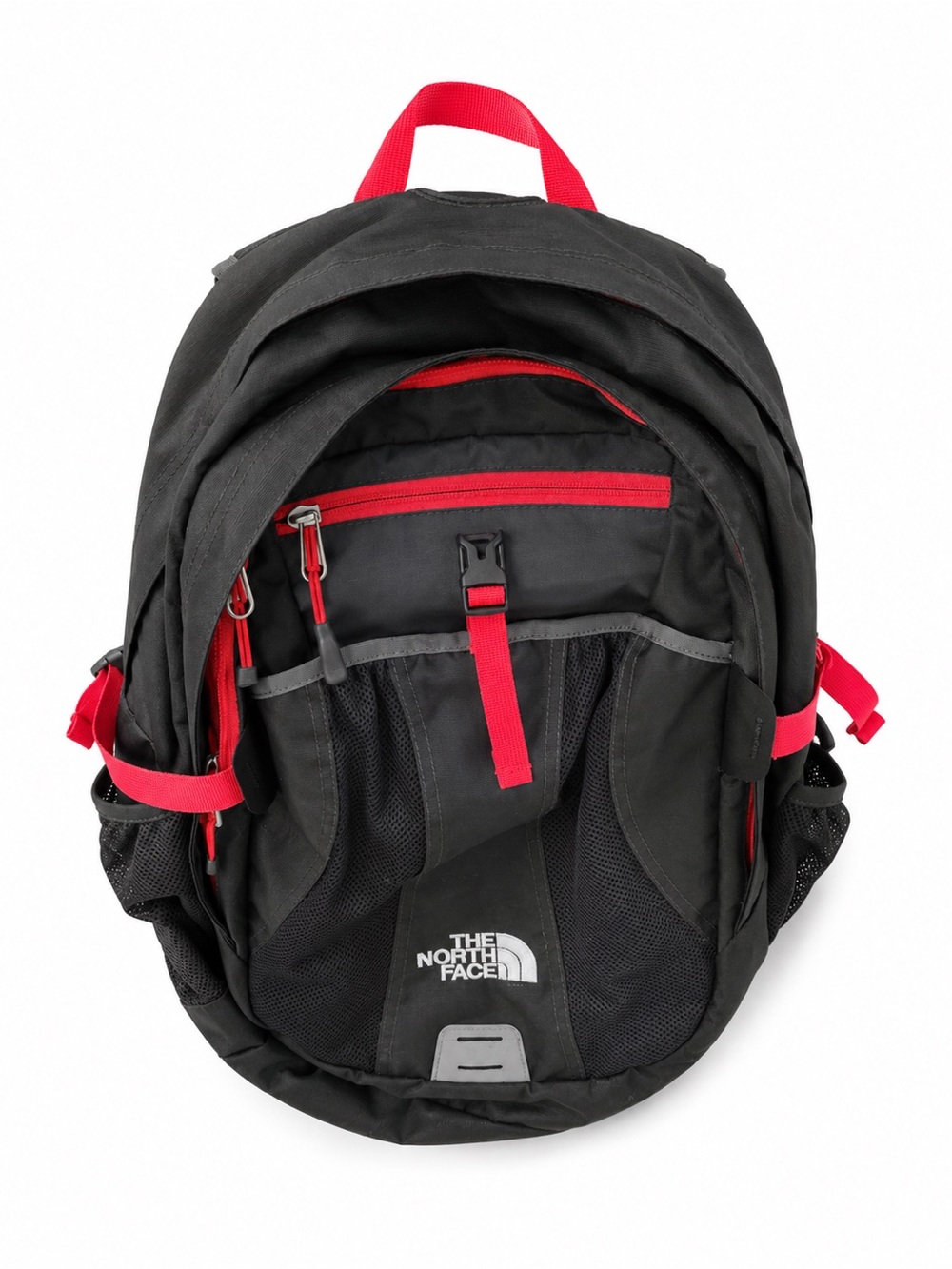 The North Face Dark Grey Backpack with Hot Pink Accents